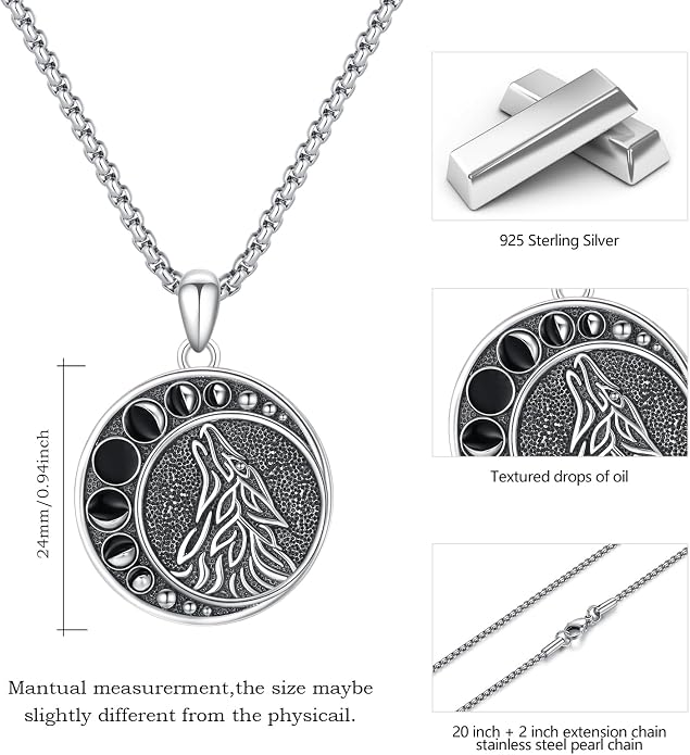 Viking Necklace for Men 925 Sterling Silver Nordic Viking Necklace Viking Amulet Jewelry Gifts for Men Women