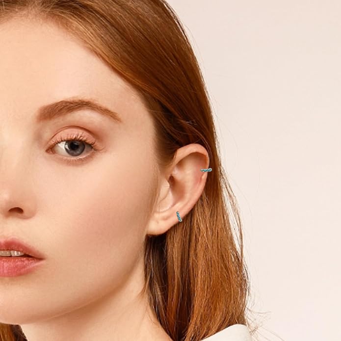 Tiny Mini Opal Huggie Hoop Earrings Upper Ear Cartilage Helix 18k Gold Plated Silver Minimalist Simple Small 10mm 8mm 6mm Hoop Earrings