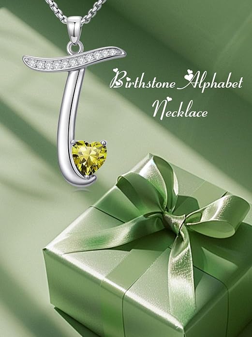Birthday Gifts for Women Alphabet A to Z Initial Birthstone Pendant Necklaces for Women - 18k White Gold Plated Personalized Name Jewelry Anniversary Graduation Gifts for Wife Her Daughter Girlfriend(with Gift Box)