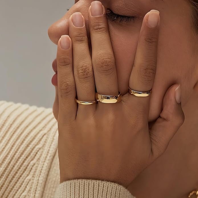 NOKMIT 2mm 4mm 6mm Gold Wedding Bands for Women Men Dainty Gold Silver Tungsten Cigar Band Rings Thumb Pinky Ring High Polish Non Tarnish Comfort Fit Size 4-12