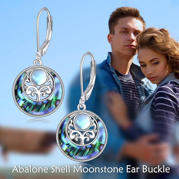 Abalone Shell Dangle Drop Earrings for Women 925 Sterling Silver Filigree Bohemian Earrings Jewelry Gift