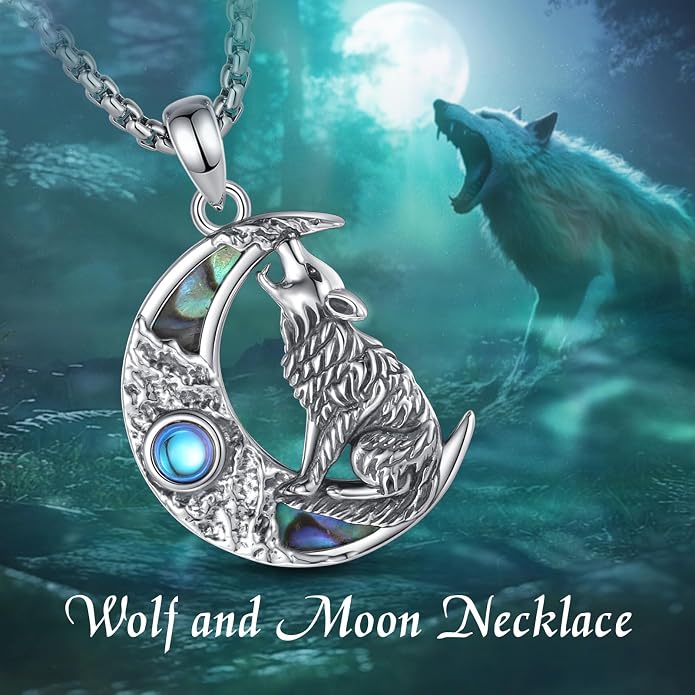 925 Sterling Silver Viking Wolf Mjolnir Necklace for Men Women, Viking Runes Wolf Tooth Witch Celtic Knot Amulet Protection Pendant Nordic Norse Mythology Jewelry Gift for Men Women