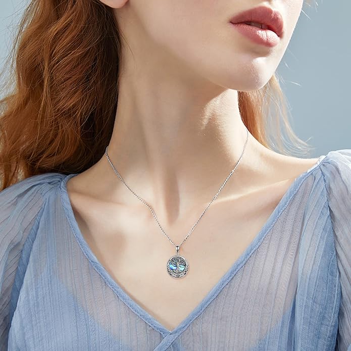 ONEFINITY Tree of Life Necklace 925 Sterling Silver Abalone Shell Celtic Knot Pendant Necklace for Women Jewelry
