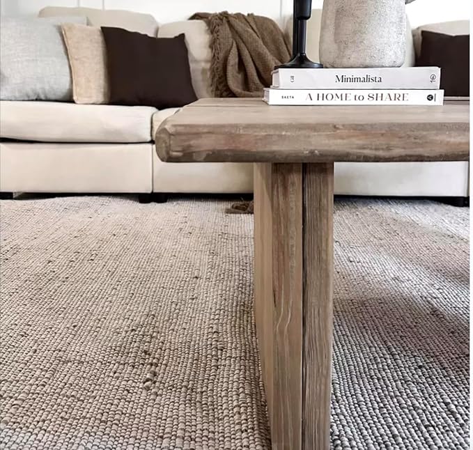 Jute Cotton Area Rug - Handcrafted Traditional Rugs - Braided Carpet - Natural Shag Rugs for Entryway Bedroom, Home Décor, Dining Room - Eco-Friendly (Natural, 9' x 12')