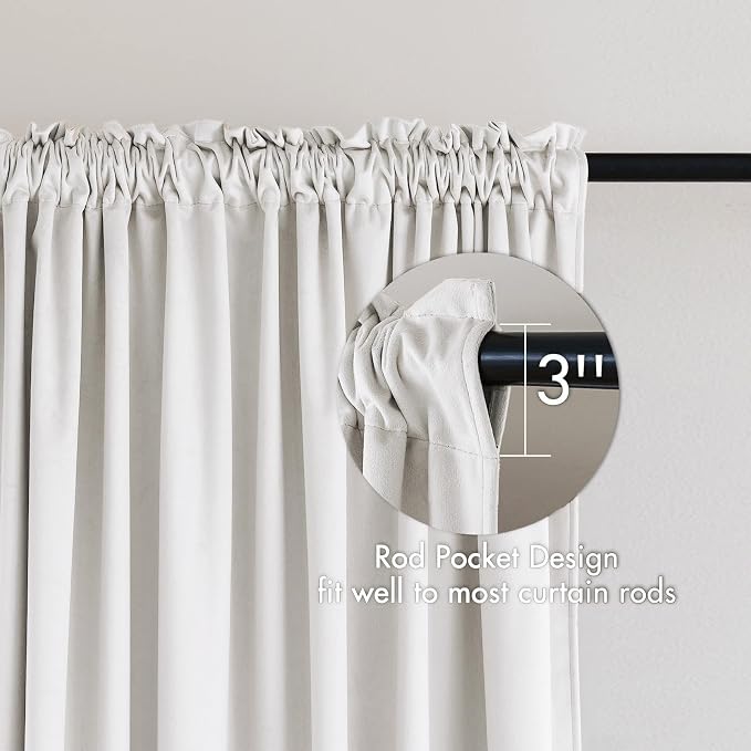 MIULEE White Blackout Velvet Curtains Drapes 84 Inch Long 52"x84" Bedroom | Luxurious Bedroom Living Room Decor, Room Darkening, Thermal Insulated, Rod Pocket Design, Super Soft Fabric