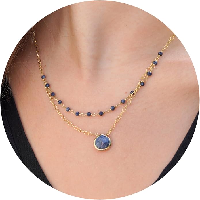 Layering Necklace for Women, Premium Layered Gold Healing Crytsal Necklaces - Tarnish Free 18K Gold Vermeil Certified S925 Classic Stack Necklace Gold Jewelry for Women - Mothers Day Gifts for Mom Wife