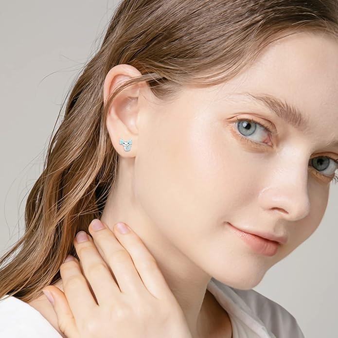 925 Sterling Silver Axolotl Earrings White Gold/Rose Gold Axolotl Jewelry for Women Girls Pink/Blue Axolotl Gifts