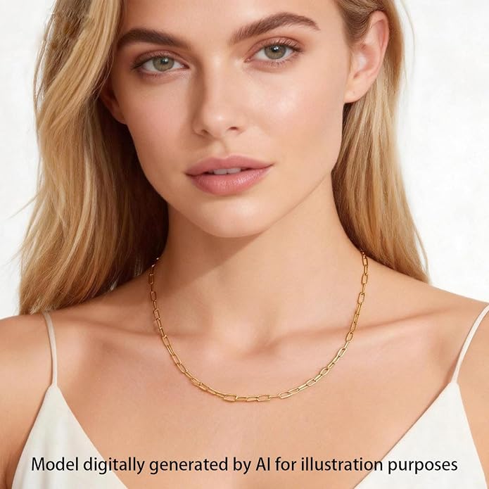 14K Gold Plated Paper Clip Chain Link Necklace Satellite Cross Key Starfish Turquoise Heart Necklace for Women