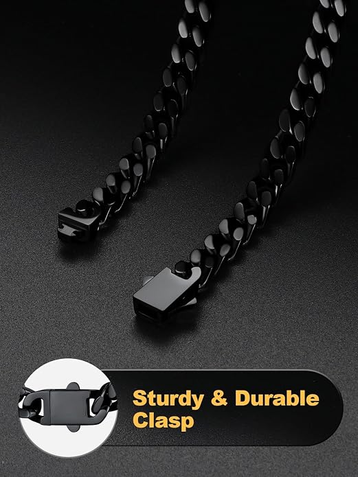 U7 Cuban Link Bracelets for Men Stainless Steel Wrist Bracelet Silver Black Gold Cuban Hand Chain Bracelet for Mens Women, 5/7/9/12mm Width, 7.5/8.3/9 Inch Length Classic Jewelry with Box Packed