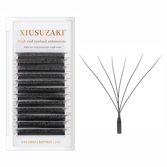 W Lash Extensions Supplies 6D Eyelash Extensions W Shape 0.07mm Thickness C Curl 15mm Premade Fans Easy Fan Lashes Volume Matte Black 12 Rows Crisscross Eye Lashes(W-6D-0.07-C,15mm)