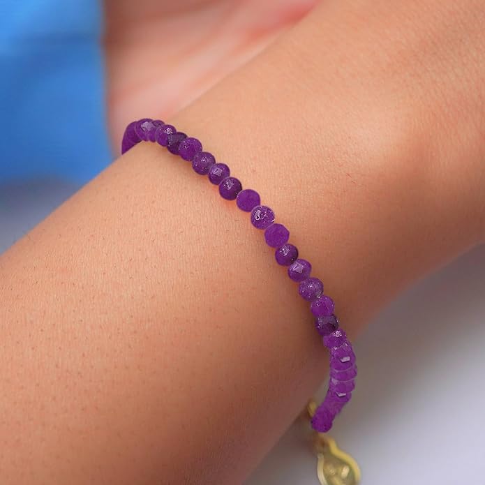 Faceted Bracelet for Women, Certified 925 Sterling Silver with 18K Gold Vermeil Healing Crystal Bracelets for Women - Crystals and Healing Stone Bracelet Women Jewelry for Gift
