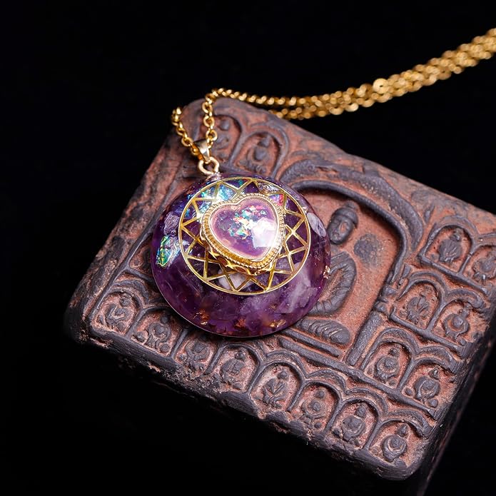 Day Day Up Orgone Pendant Heart Energy Necklace - Healing Crystal Necklaces For Women With Reiki Quartz Gemstones - Fashion Jewelry