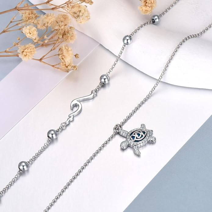 Ankle/Bracelet for Women Sterling Silver Sea Turtle/Butterfly/Mustard Seed/Sister/Sunflower/Elephant Gifts for Birthday Summer Beach Jewelry for Mom Wife Daughter Friend