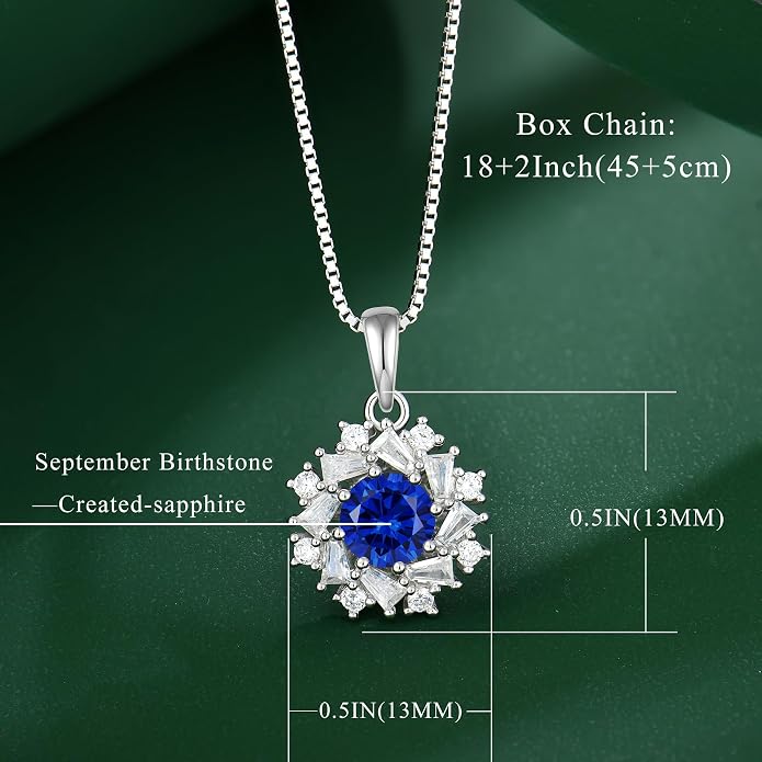 Birthstone Necklace 925 Sterling Silver Round 5A Cubic Zirconia Pendant Necklace Jewelry Birthday Gifts for Women