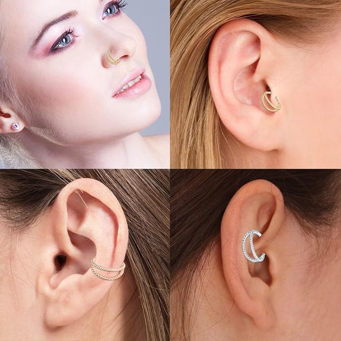 316L Surgical Steel Septum Clicker Ring Nose Ring Hoop Sleeper Hoop Earring Helix Rook Conch Cartilage Daith Tragus Earrings Lobe Nose Piercing Jewelry for Women