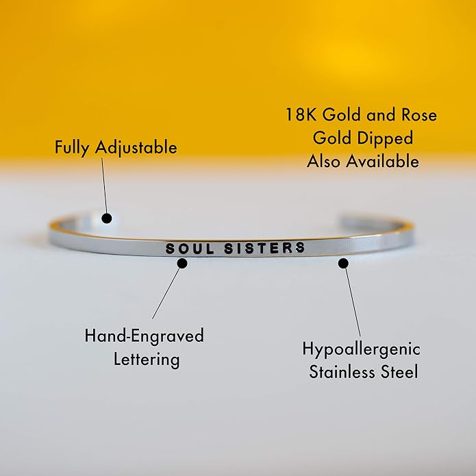 MantraBand - Mantra Band Bracelet - Silver color - Inspirational Engraved Adjustable Cuff - Gifts for Women, Sisters, Friends, Family