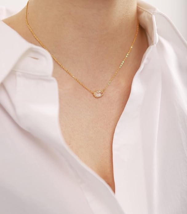 OZEL JEWELRY & GIFT Layered Gold Necklaces for Women - Crystal Colorful Delicate Cutting Pendant Necklace - 18K Gold Plated - Birthday Gifts (Made in Korea)