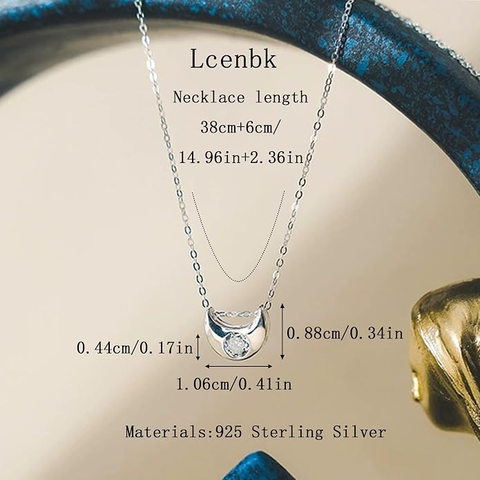 925 Sterling Silver Crescent Necklace for Women, Dainty Moon Star Choker Chain Necklace to Daughter Mother, 14k Gold Plated Moon and Star Charm Pendant Necklaces Jewelry Gift for Birthday Mother's Day