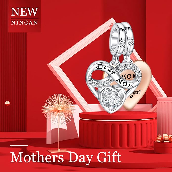 NINGAN 925 Sterling Silver Charm Golden Love Charm Buckle Safety Chain Travel Bead Firefly Dragonfly Pendant, Suitable for Women Bracelet and Necklace as Gift from Mom and Friends