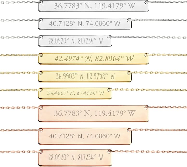 Personalized Engraved Bar Necklace - Unique Customizable Pendant for Any Occasion - Name, Date, Coordinates, Soundwave, Morse Code & More - Meaningful Gift for Loved Ones