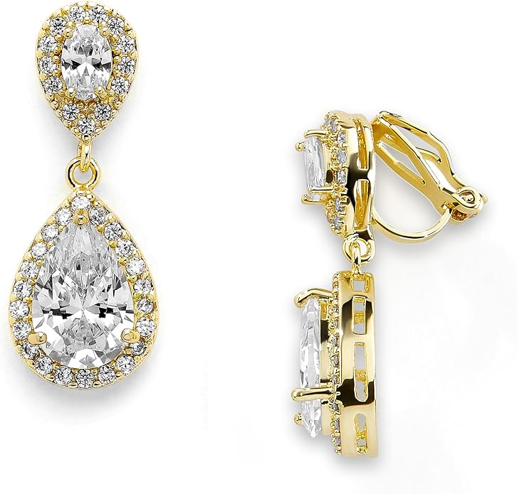 Mariell Cubic Zirconia Crystal Teardrop Dangle Bridal and Wedding Earrings, CZ Jewelry for Brides, Bridesmaids, Homecoming, Prom and Dressy Everyday Wear