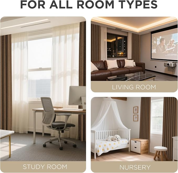 Joydeco Linen Blackout Curtains for Bedroom - 100% Light Blocking 1 Panels, Cappuccino Drapes 70" W x 96" L, Thermal Insulated Room Darkening Curtains for Living Room, Rod Pocket & Back Tabs