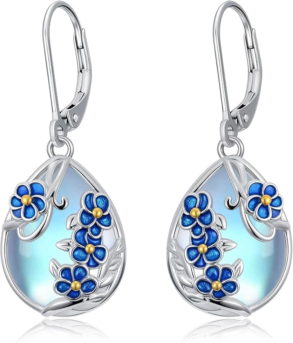 Dorunmo Moonstone Dangle Drop Earrings s925 Sterling Silver Leverback Earrings Filigree Moonstone Jewelry Birthday Gifts for Women