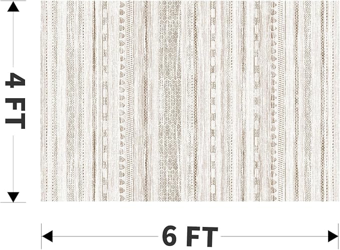 4x6 Area Rugs for Living Room Machine Washable Rug Distressed Indoor Carpet Neutral Moroccan Boho Rug Ultra Soft Area Rug for Bedroom Dining Room Playroom Office, Brown