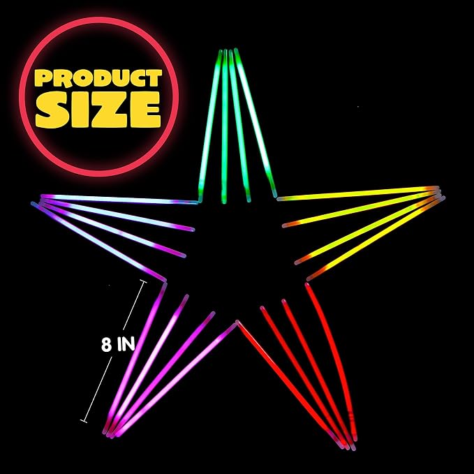 JOYIN 800 Pcs 8" Glow sticks Bulk Party Favors Pack, Neon Glow in the Dark Party Supplies, Light Up Necklaces and Bracelets with Connectors, Easter, Football, Birthday Decorations
