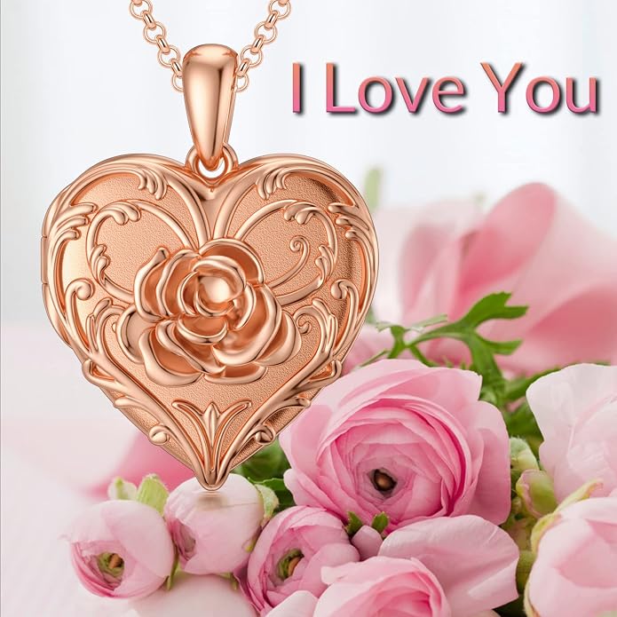 SOULMEET Personalized Silver Locket Necklace That Holds Pictures Photo Keep Someone Near to You, Memorial Custom Lockets Necklaces Letters Engraving for His Her