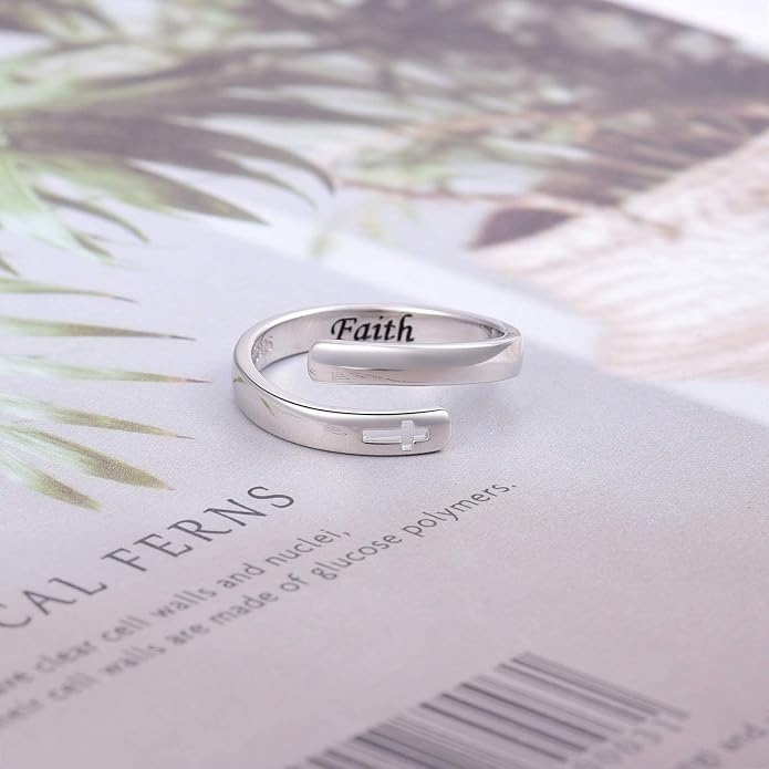 BEILIN 925 Sterling Silver Inspirational Jewelry Rings Adjustable Ring Personality Encouragement Gift for Teens Women