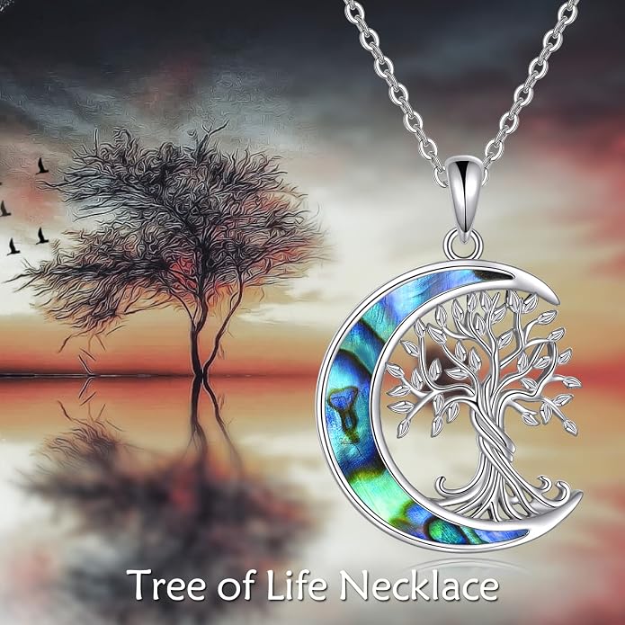 ONEFINITY Tree of Life Necklace 925 Sterling Silver Abalone Shell Celtic Knot Pendant Necklace for Women Jewelry