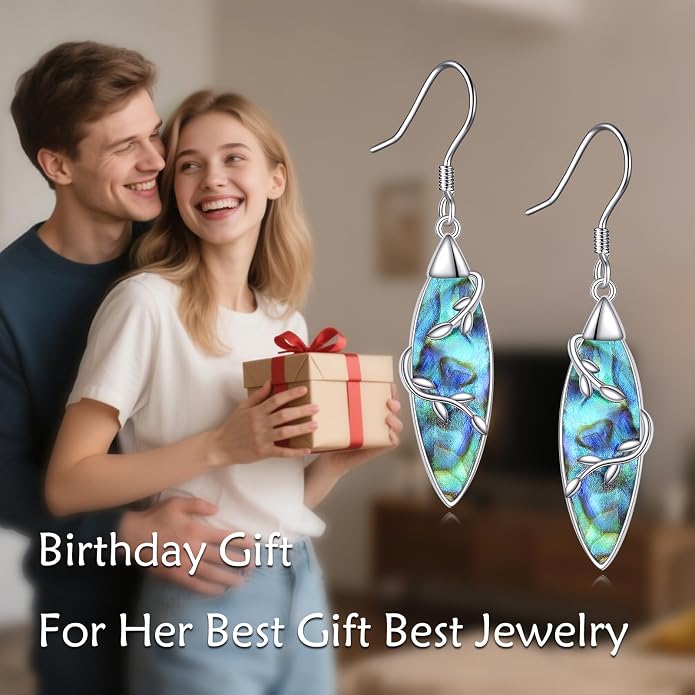 TIGER RIDER Abalone Shell 925 Sterling Silver Dangle Earrings Lightweight Filigree Dangle Drop Earrings for Women
