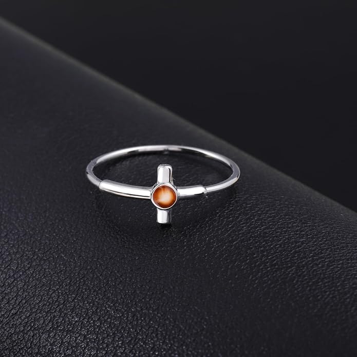 Helonley S925 Sterling Silver Birthstone Stackable Rings for Women Mother with Cubic zirconium Mom Ring Mother's Day Jewelry Gifts for Wife