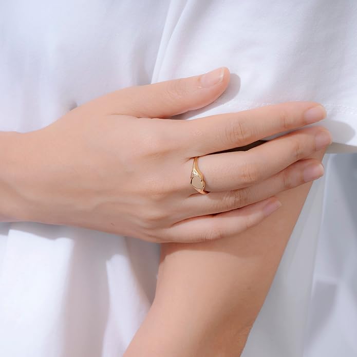 Amazon Essentials 14K Plated Sterling Silver Round Signet Ring