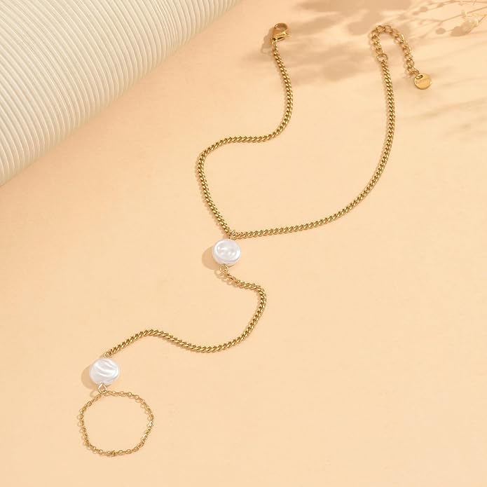 Ankle Bracelets for Women 18K Gold Plated Dainty Pearl Cross CZ Anklets Daisy Moon Star Gold Bead Satellite Cuban Link Chain Waterproof Summer Beach Foot Jewelry