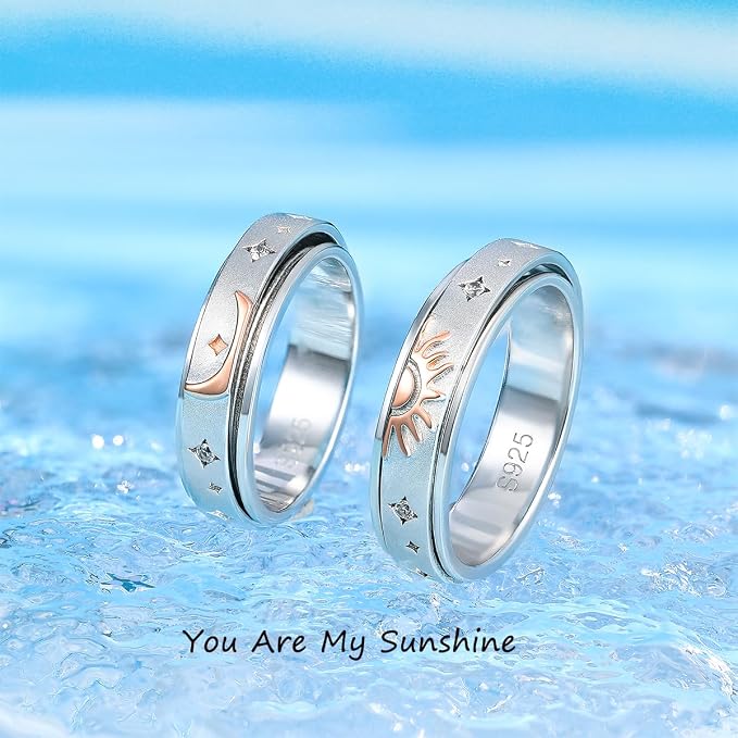 Fidget Ring Spinner Ring for Anxiety Women Men Daughter Real S925 Sterling Silver Fidget Ring
