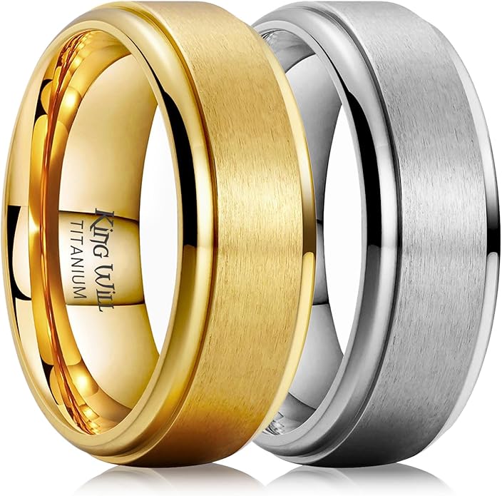 King Will Titanium Wedding Band for Men Women- 3-10mm Width Black/Sliver/Gold High Purity Titanium Promise Wedding Ring Comfort Fit for Daily Wear Size 6-14