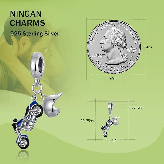 NINGAN 925 Sterling Silver Charm Golden Love Charm Buckle Safety Chain Travel Bead Firefly Dragonfly Pendant, Suitable for Women Bracelet and Necklace as Gift from Mom and Friends