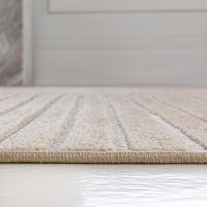 JONATHAN Y Hallie High-Low Curve Beige/Cream 8x10 Indoor/Outdoor Area Rug, Minimalist, Japandi, Geometric, Pet Friendly, for Patio, Backyard, Living Room, Bedroom, Office, Hose-Washable (SCN100D-8)