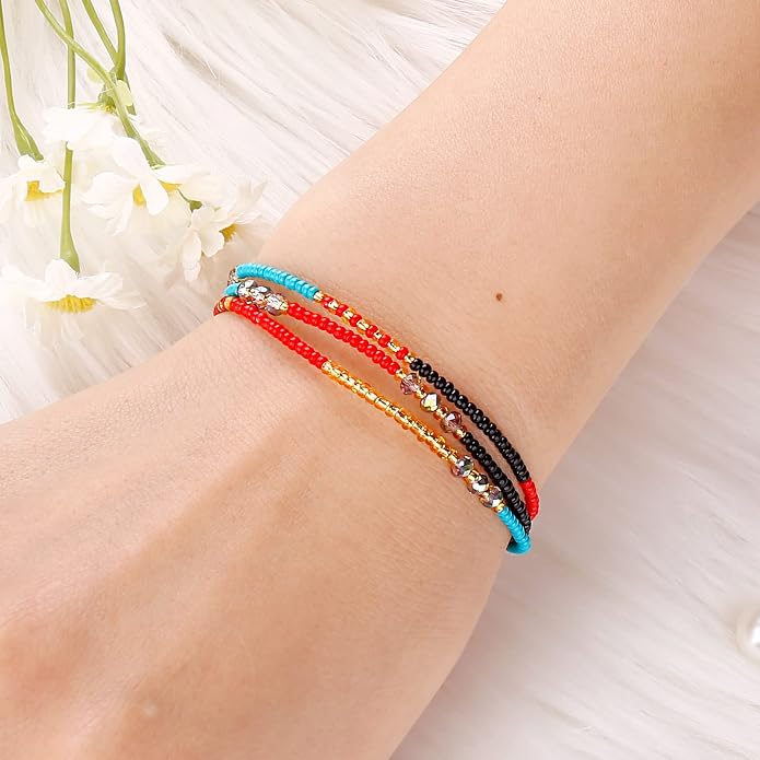SUMMER LOVE Boho Bohemian Beaded Anklet Bracelets for Women Unique Colorful Pretty Beach Anklet,Handmade