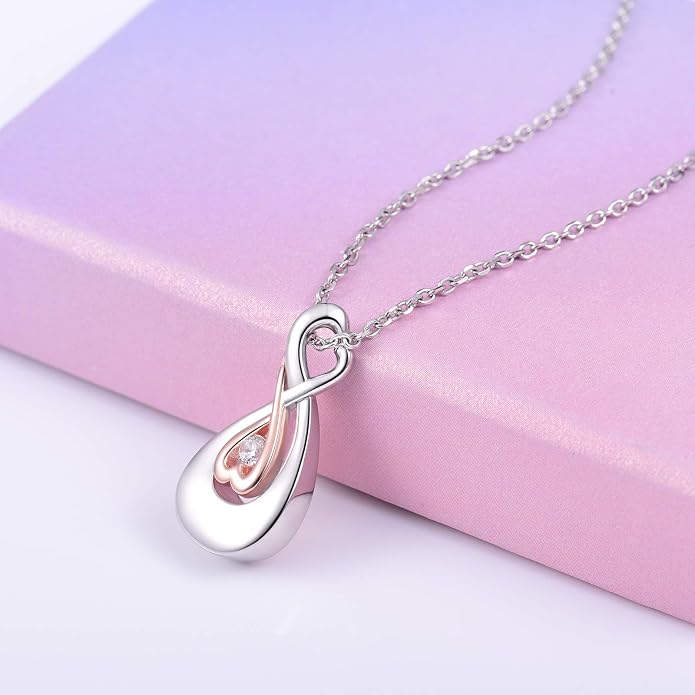 Cremation Jewelry 925 Sterling Silver Teardrop Urn Necklace for Ashes Heart Shape Memorial Keepsake Pendant for Human Ashes for Women Gift