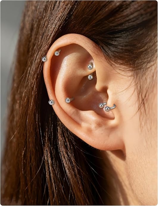 20G 18G 16G 14G 12G 8G 6G 4G 2G ASTM F136 Titanium Internal Thread Horseshoe Septum Ring Jewelry Circular Barbell Helix Snug Tragus Rook Daith Cartilage Earring Lip Ring Piercing Jewelry
