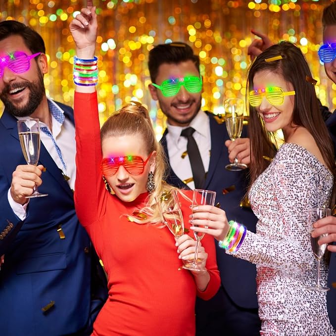 120 Pcs Glow in the Dark Party Supplies with Light up Glasses LED Bracelets 10 Neon Colors Glow Stick Bracelet Flashing Glasses for Kid Adult Rave Birthday Wedding Halloween Christmas Party Toys Favor