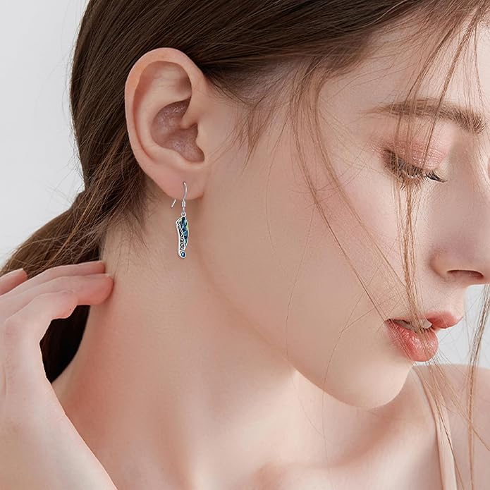 Abalone Shell Dangle Drop Earrings for Women 925 Sterling Silver Filigree Bohemian Earrings Jewelry Gift