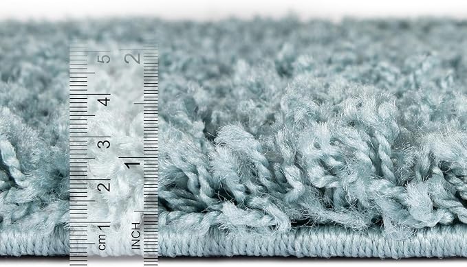 Unique Loom Solid Shag Collection Area Rug (4' 1" x 6' 1" Rectangle, Light Slate Blue)