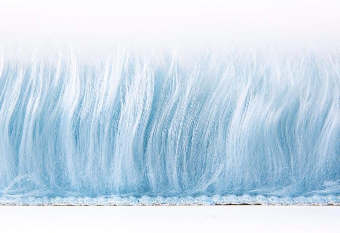 Ashler faux fur rug, Fluffy Shaggy Area Rug Ultra Soft 2 x 3 Feet Sheepskin Fur Rug, Light Blue Fuzzy Rug Machine Washable Shag Rug, Nursery Decor Throw Rugs for Bedroom, kids room, Living Room