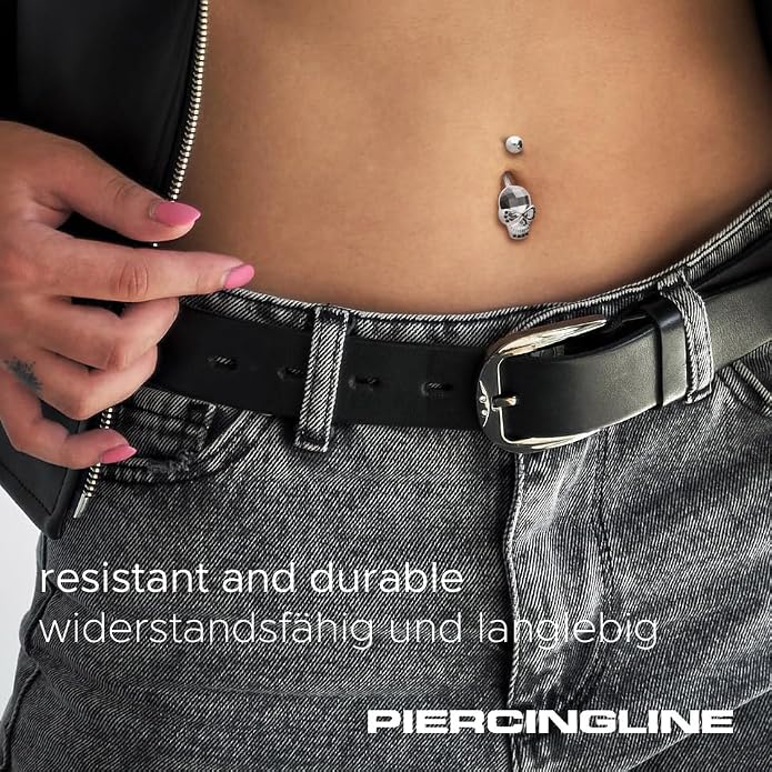 PIERCINGLINE surgical steel Skull - belly button ring surgical steel piercing - new version with improved durability