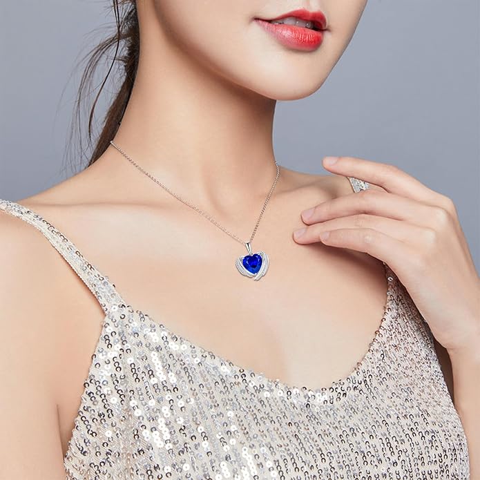 Birthstone Heart Necklace for Women, Infinity Love Heart Birthstone Crystal Charm, 925 Sterling Silver Zirconia Necklace for Mother's Day for your mother and jewelry for your beloved ones on anniversaries