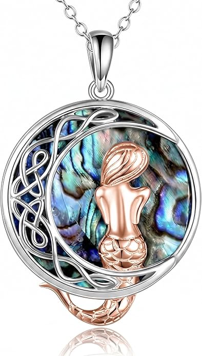 POPLYKE Mermaid Necklace 925 Sterling Silver Classic Necklace Mermaid Pendant Birthday Gifts Jewelry for Women